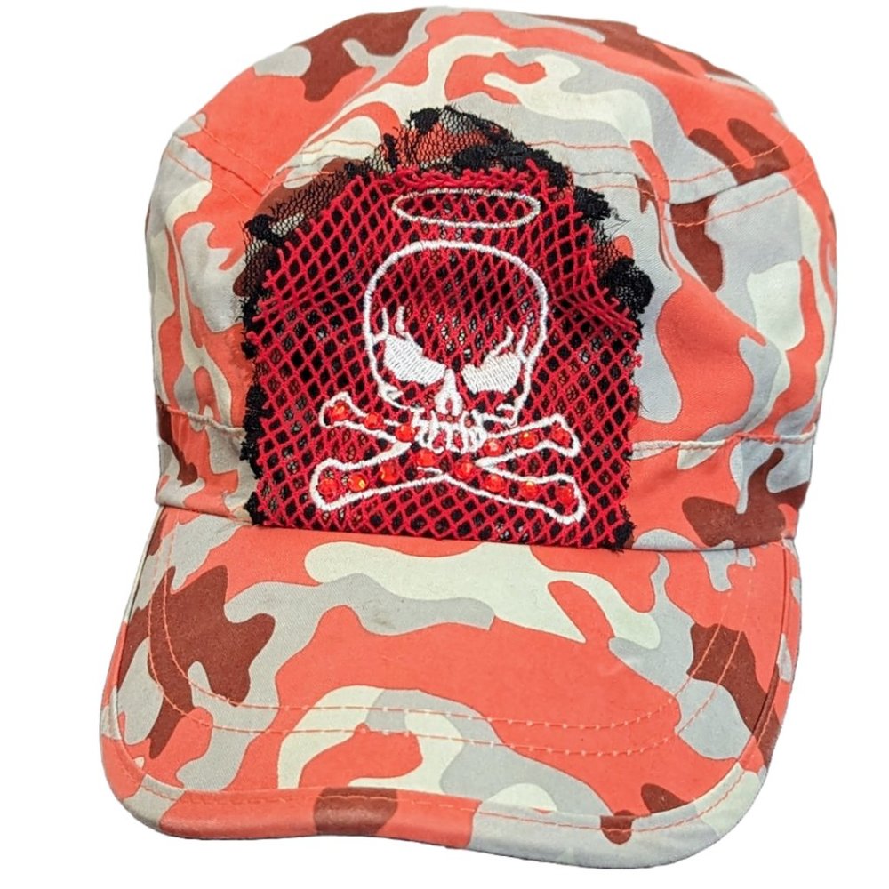 Buzzsaw Pink Camo Skull Angel Baseball Cap